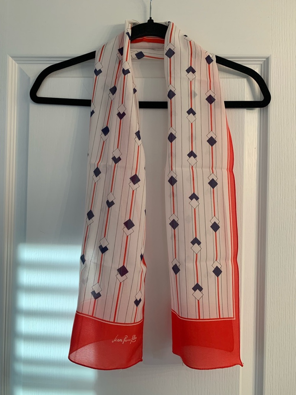 Patterned Scarf Duo in Navy, White & Red - Picture 5 of 7